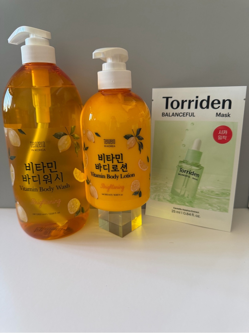 Tenzero Brightening Vitamin Body Wash & Lotion and a Single Torriden Mask
